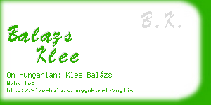 balazs klee business card